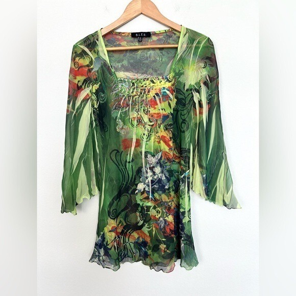 Tops - Vintage Y2K Butterfly Top Womens Medium Forest Fairy Goblincore Artsy Summer